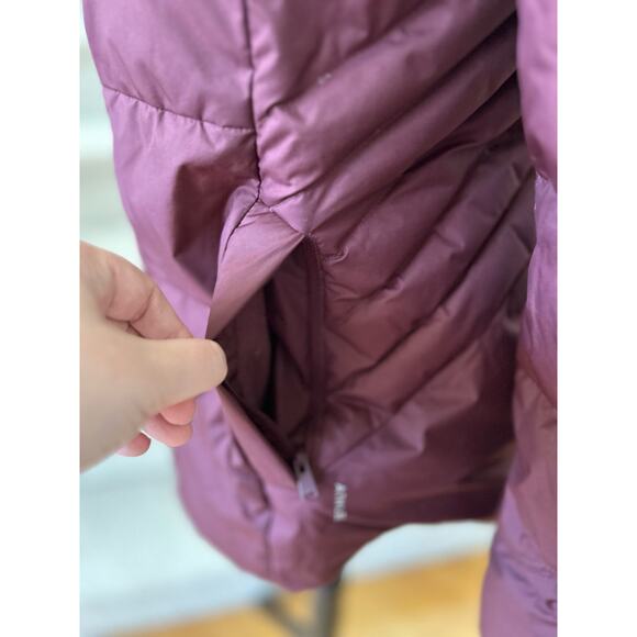 Athleta Downtown Burgundy Red Down Filled Zip Up Puffer Jacket - Picture 4 of 11